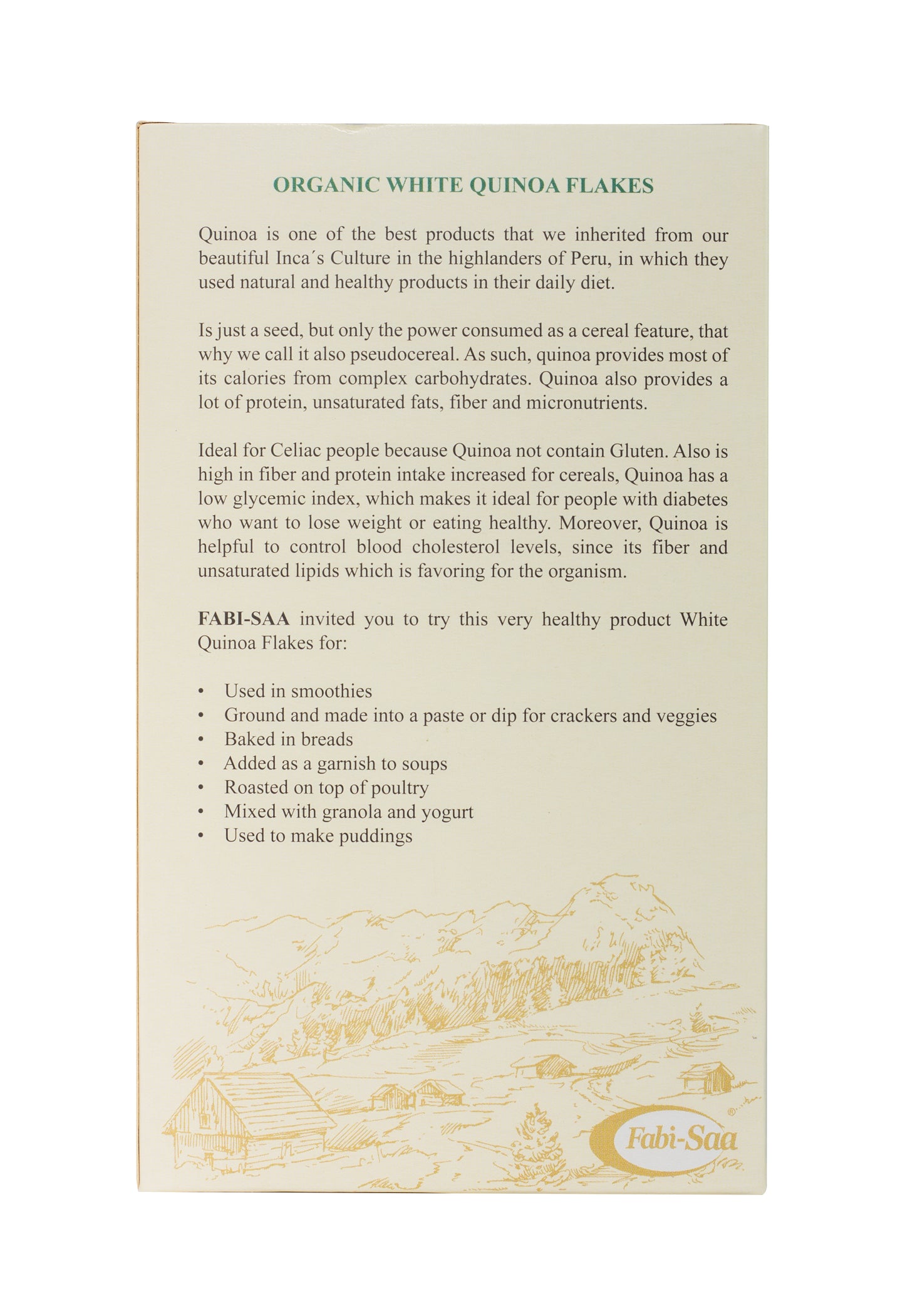 WHITE QUINOA FLAKES ORGANIC X 12 OZ-Fabi Saa Online Sales LLC