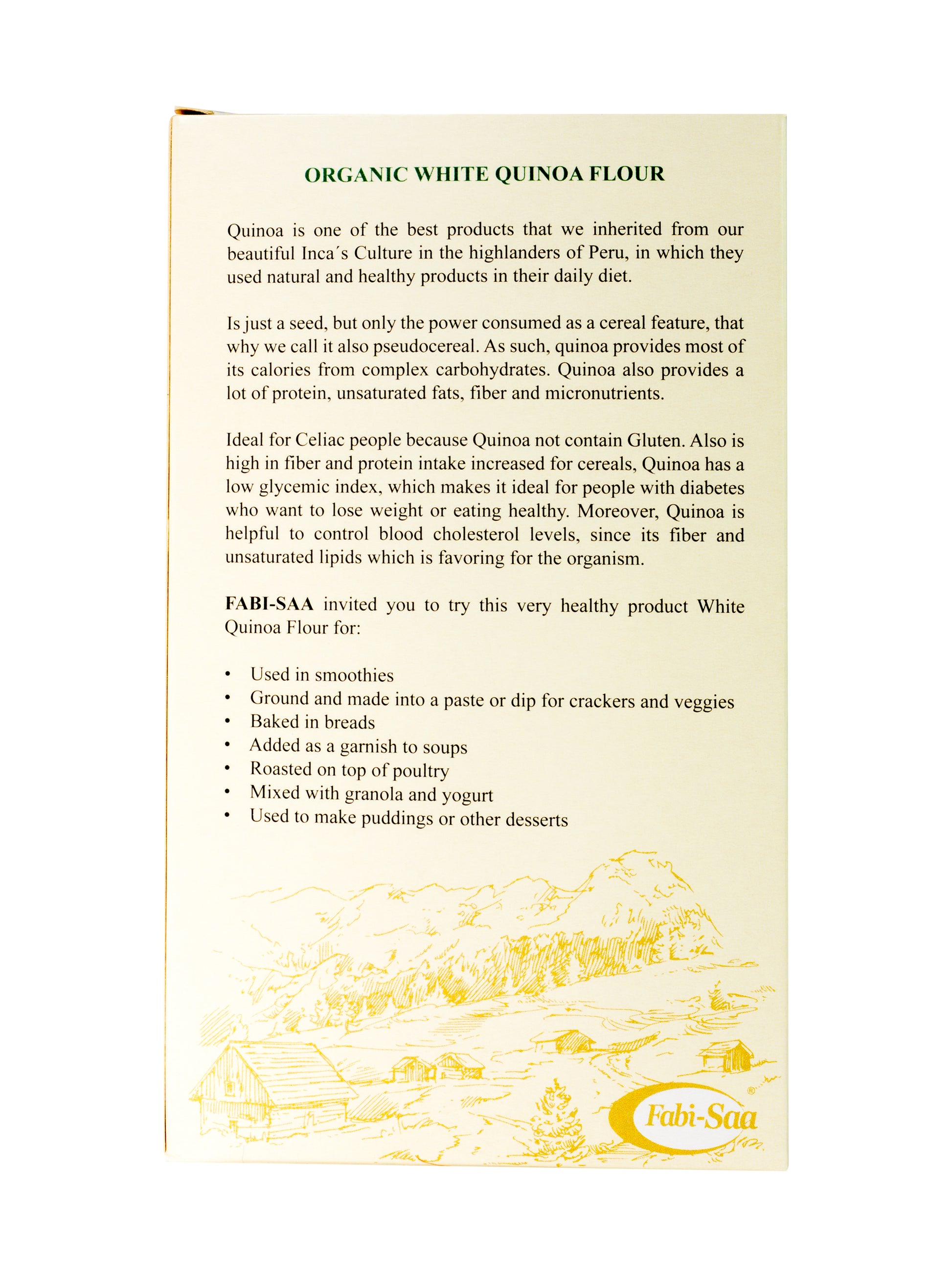 Harina de Quinoa Blanca Organica -12oz-Fabi Saa Online Sales LLC
